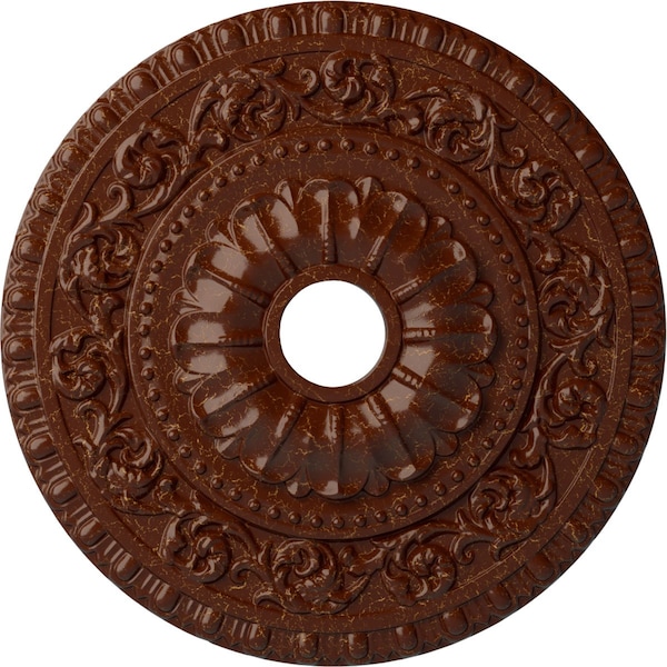 Ekena Millwork Vaduz Medallion (Canopies up to 3 1/2"), 23 1/2"OD x 3 1/2"ID x 2 1/8"P, Burnished Mahogany Crackle CM23VABMC - main